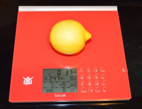 Biggest Loser Scale Red loaded with a lemon