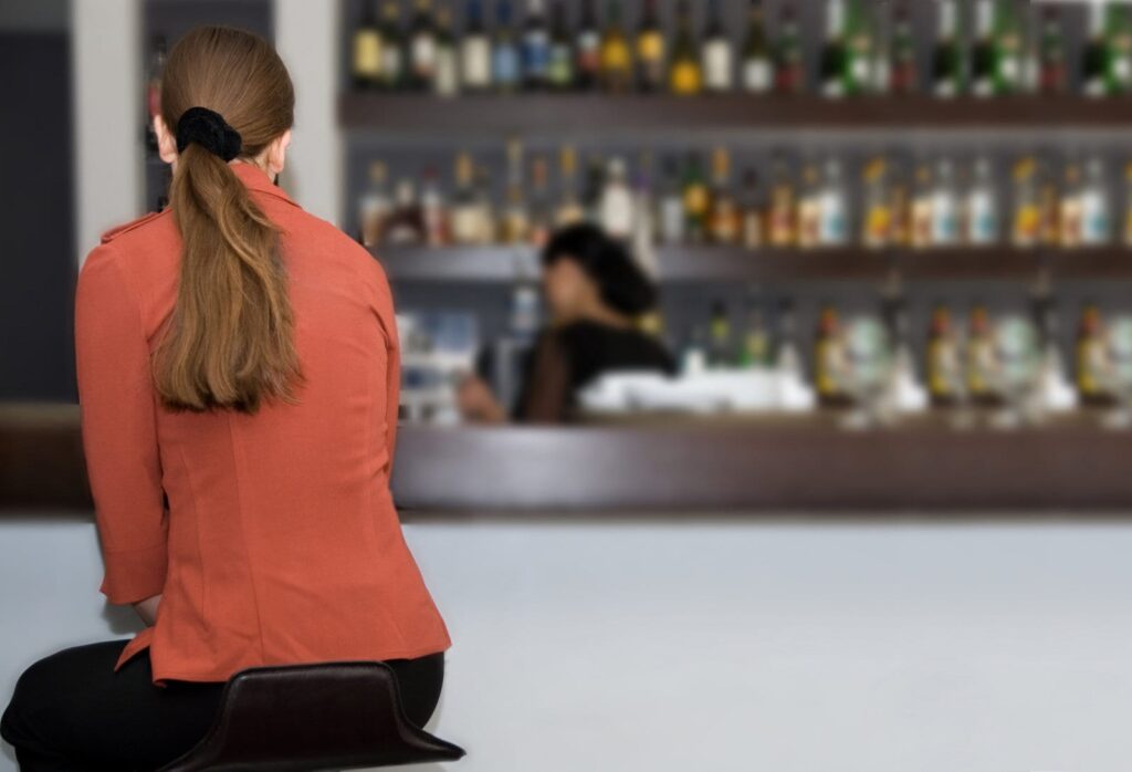Woman at-the-bar-counter