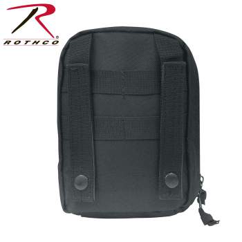 A black MOLLE pouch with a zipper on it.