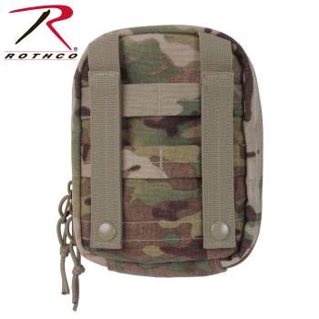 A multi camouflage MOLLE pouch on a white background.