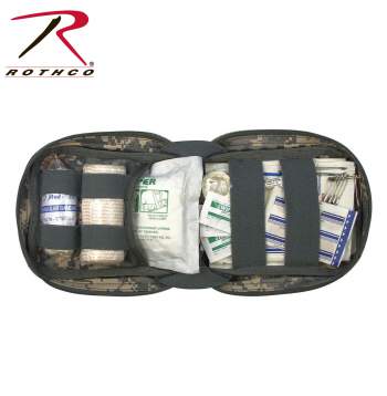 A Black MOLLE Tactical Trauma Kit containing medical supplies.