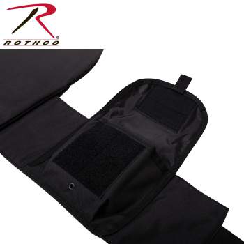 A black pouch with a zipper on it enhanced with the Rothco Laser Cut Molle Plate Carrier Vest features.