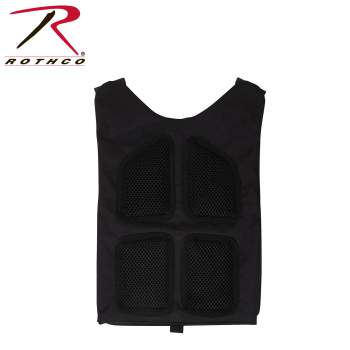 A Rothco Laser Cut Molle Plate Carrier Vest with mesh panels on the back.