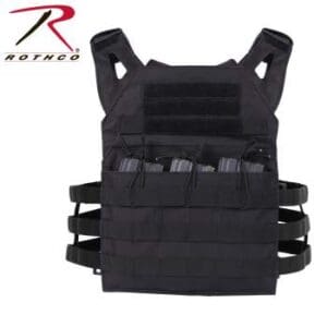 A black plate carrier with multiple compartments - Rothco Lightweight Armor Plate Carrier Vest (Pattern Choices).
