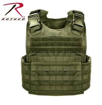 Rothco MOLLE Plate Carrier Vest (Multiple Pattern Choices) displayed on a white surface.