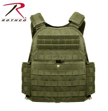 A Rothco MOLLE Plate Carrier Vest with multiple pattern choices on a white background.