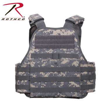 A Rothco MOLLE Plate Carrier Vest (Multiple Pattern Choices) featuring multiple pattern choices, blended with a white background.
