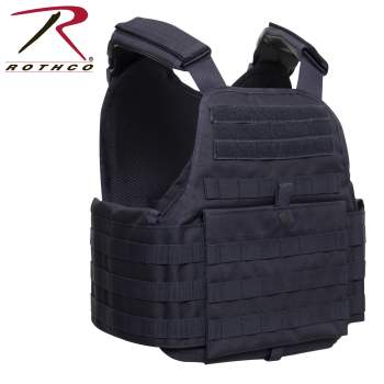 A black Rothco MOLLE Plate Carrier Vest (Multiple Pattern Choices) on a white background.