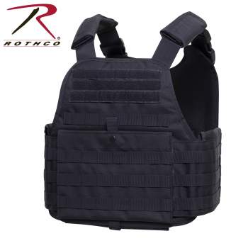 A black Rothco MOLLE Plate Carrier Vest (Multiple Pattern Choices) on a white background.