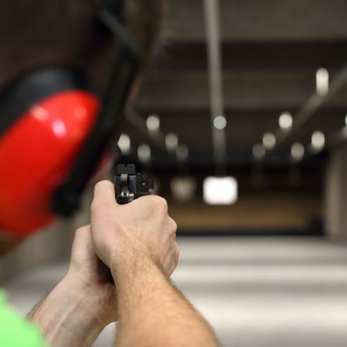 Shooting at an indoor range at MWP Target