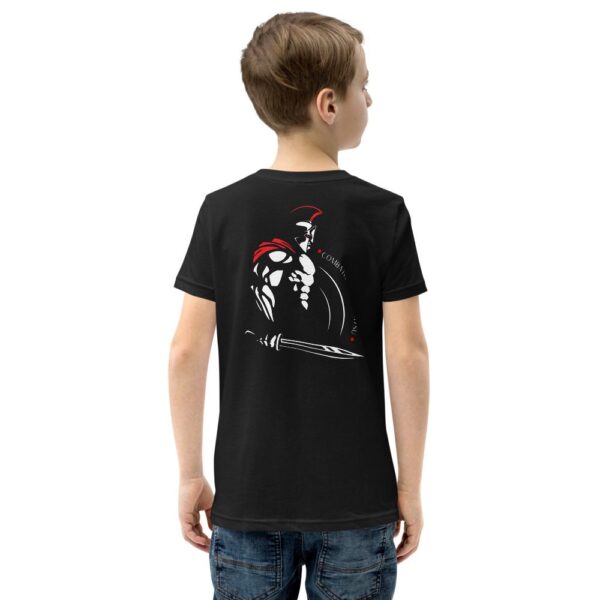 The back of a MW Combatives Youth Short Sleeve T-Shirt in black.