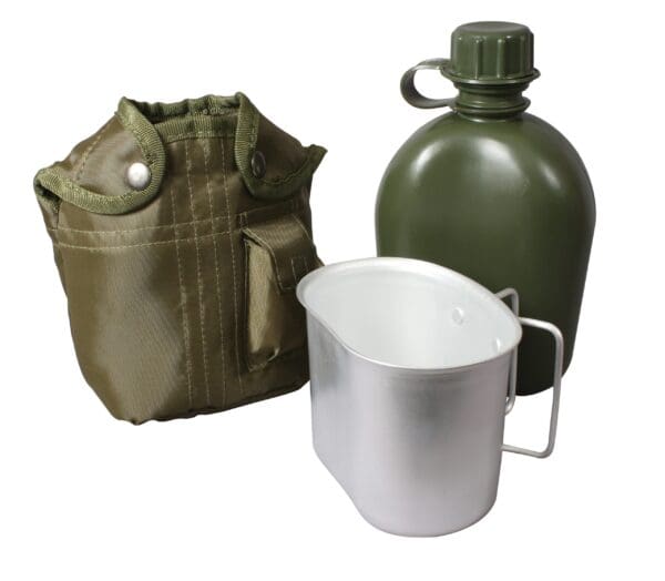 3 Piece Canteen Kit With Cover & Aluminum Cup.