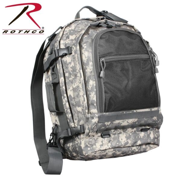 ACU Digital Pattern camouflage backpack on a white background.