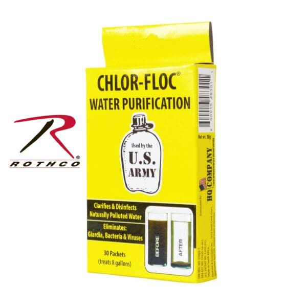 Chlor Floc Military Water Purification Powder Packets, water purification.