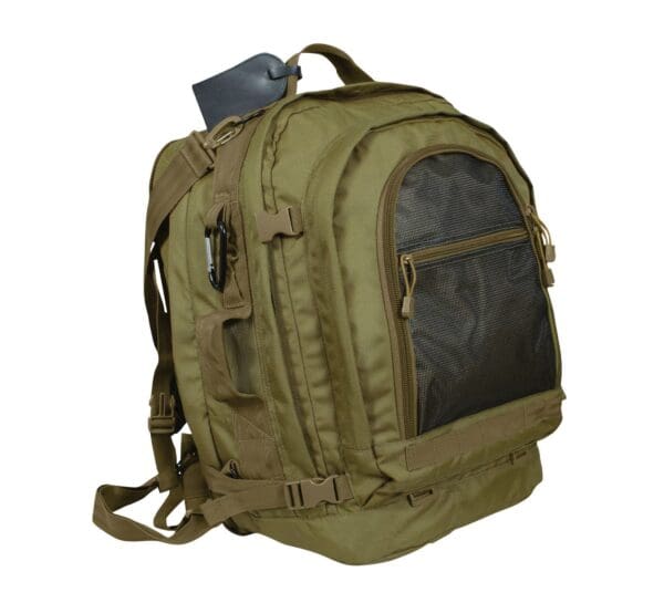 Rothco Tactical Travel Backpack with a zippered compartment.