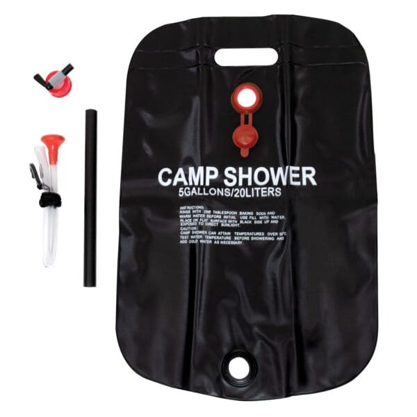 black bag, Solar Camping Shower 5 Gallon