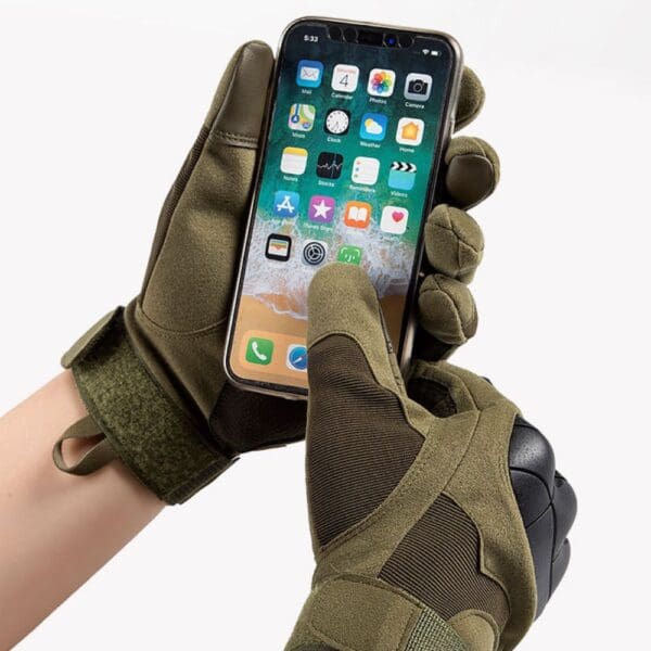 person, phone, EliteFit Tactical Gloves
