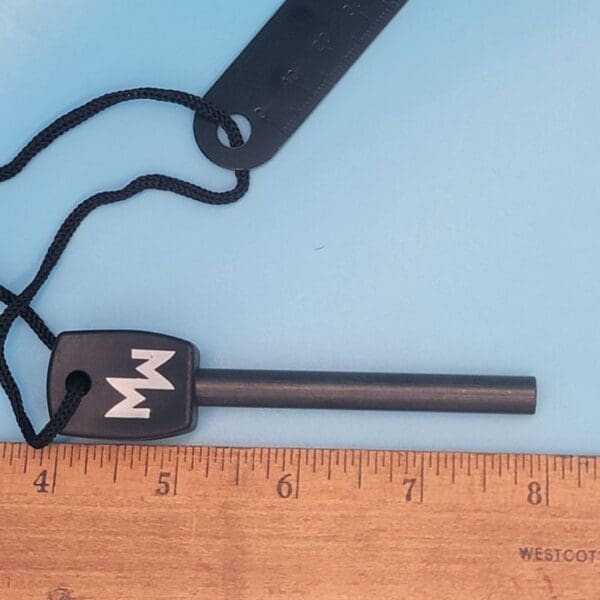 black, MW Large Ferro Rod and Emergency Whistle Set | Firestarter and Signal key chain