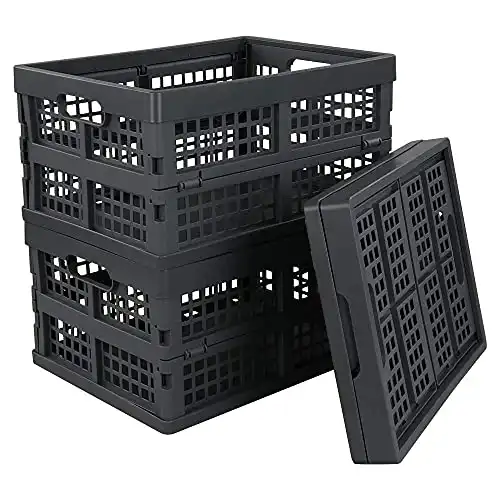3-PACK 15 L Plastic Stacking Folding Storage Crates