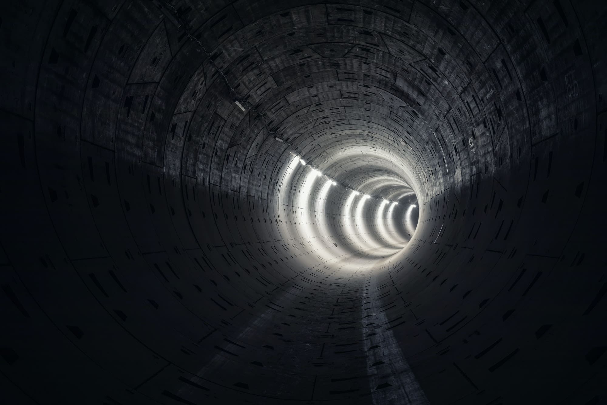 The dark subway tunnel