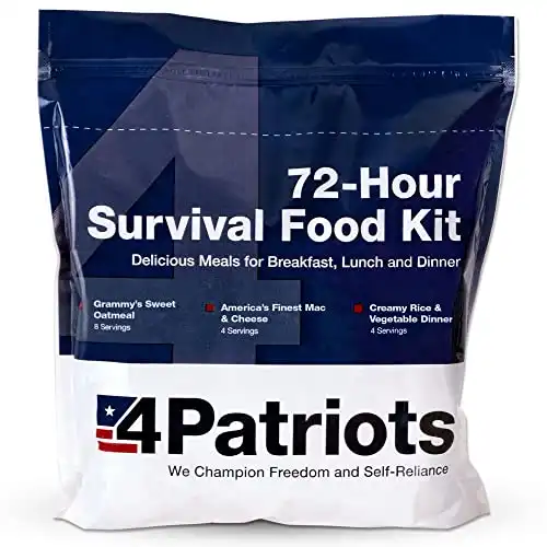 4Patriots 72-Hour Emergency Food Supply Survival Kit, Perfect for Camping, Freeze Dried Preparedness Food, Designed to Last 25 Years, Be Ready with 16 Servings of Delicious Breakfast, Lunch, & Din...