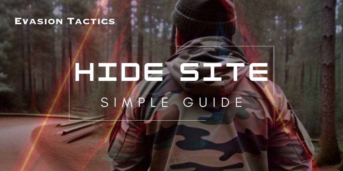 A man in a camouflage jacket with the words hide site simple guide.