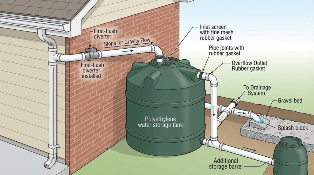 Layout Raining Water Storage Building a Rainwater Harvesting System at Home: Step-by-Step | Modern ...